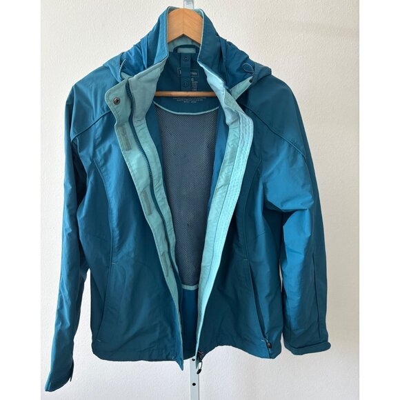 L.L. Bean Jacket S Reg Waterproof Hooded Rain Teal Blue Hiking Travel Gorpcore - Picture 7 of 15